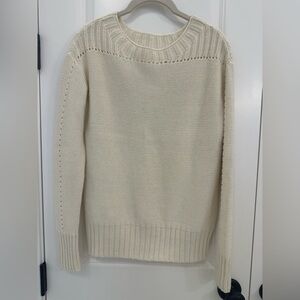 Gap Pointelle Knit Crewneck Sweater XS Organic White Cotton